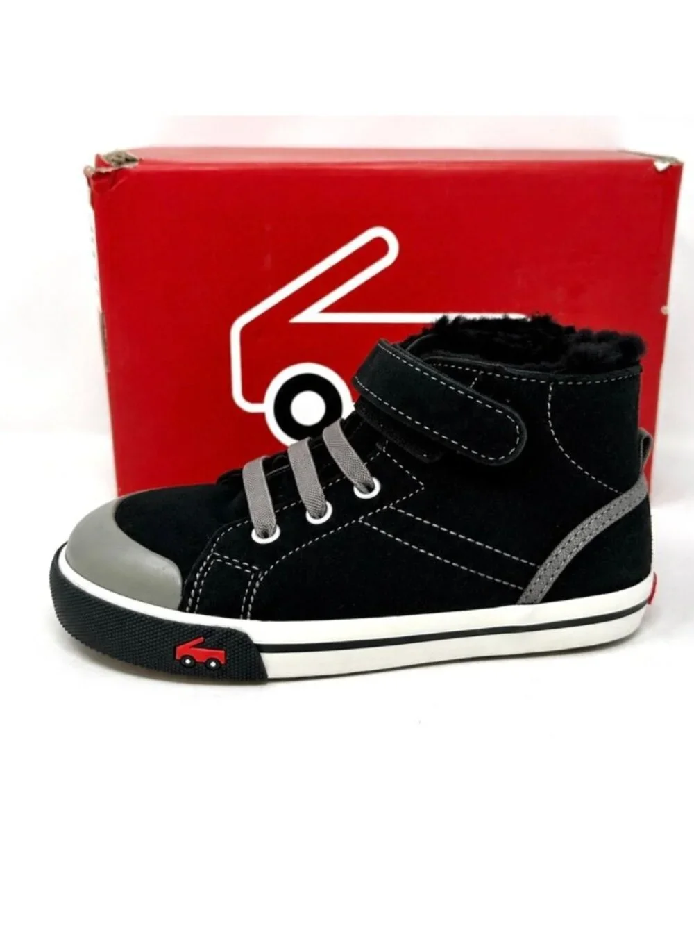 See Kai Run Seymour Devon Black Shearling High Top Sneakers Kids 12.5 EU 30